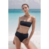 Kadın Yüksek Bel Straplez Bikini Takımı Bandeau Üst Çıkarılabilir Pedli Şık Plaj Hipster Mayo