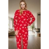 Yumuşak Pamuklu Örme Pijama Yılbaşı Temalı 2li Set Uzun Paça Modern Stil Günlük Kullanım İçin