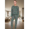 Yumuşak Pamuklu Örme Pijama Yılbaşı Temalı 2li Set Uzun Paça Modern Stil Günlük Kullanım İçin