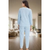 Yumuşak Polar Kumaşlı 3lü Pijama Takımı Kalpli Desenli Kışlık Set Trend Tasarım