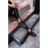 Yuvarlak Burunlu İnci Detaylı Önden Bağcıklı Sneaker Siyah