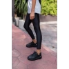 Yuvarlak Burunlu İnci Detaylı Önden Bağcıklı Sneaker Siyah