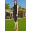 Zarif Düz Desenli Bodycon Midi Abiye Elbise Polyester Elastan Karışımı Konforlu Kesim Trend Tasarım