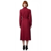 Zarif Kadın Midi Kuşaklı Gömlek Elbise Düz Bordo Viskoz Kumaşı İle Günlük Stilin Tamamlayıcısı