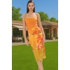 Zarif Kare Yaka Kolsuz Bodycon Abiye Elbise Polyester Midi Boy Premium Kalite Özenle Seçilmiş