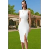 Zarif Midi Boy Bodycon Dokuma Elbise Cut Out Detaylı Modern Stil Modern Stil Rahat Ve Şık