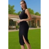 Zarif Midi Boy Bodycon Dokuma Elbise Cut Out Detaylı Modern Stil Modern Stil Rahat Ve Şık