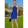 Zarif Mini Bodycon Abiye Elbise Finike Dokuma Tüy Detay Yazlık Kaliteli İşçilik Profesyonel Görünüm