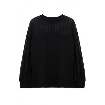 Kadın Moda Şık Büyük Beden Regular Dik Yaka Regular Kalıp Örme Dantelli Bluz