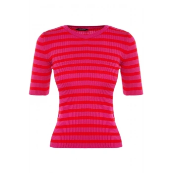 Kadın Moda Şık Üst Giyim Regular Bisiklet Yaka Regular Kalıp Triko Basic Çizgili Kazak