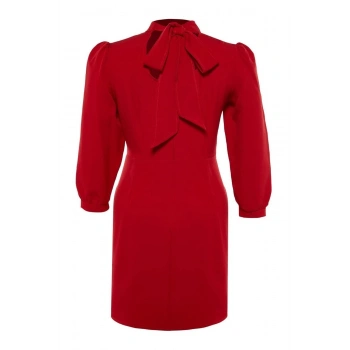 Yeni Fit Gündüz Gece Finike Dokuma Dik Yaka Uzun Kol A-Line Mini Boy Büyük Beden Elbise