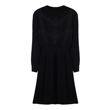 Yeni Rahat Casual Günlük Örgü Triko Bisiklet Yaka Uzun Kol A-Line Mini Boy Büyük Beden Elbise