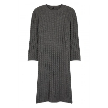 Yeni Rahat Casual Günlük Çift Plaka Triko Bisiklet Yaka Uzun Kol Shift Midi Boy Büyük Beden Elbise