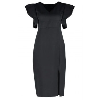 Yeni Fit Şık Abiye Gece Finike Dokuma V Yaka Kısa Kol Bodycone Midi Boy Büyük Beden Elbise