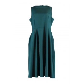 Yeni Rahat Gündüz Gece Krep Dokuma Bisiklet Yaka Askılı Kol A-Line Midi Boy Büyük Beden Elbise