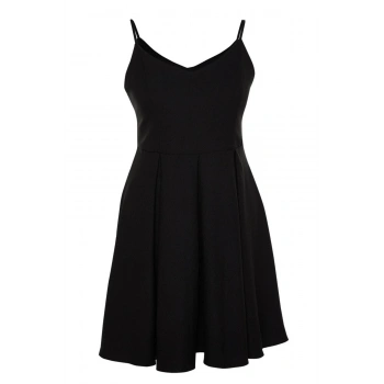 Yeni Rahat Düğün Nikah Krep Dokuma V Yaka Askılı Kol Skater Mini Boy Büyük Beden Elbise