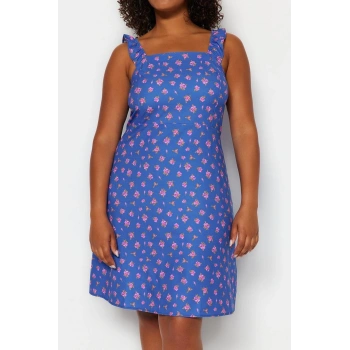 Yeni Rahat Casual Günlük Queen Crep Dokuma Kare Yaka Askılı Kol Shift Mini Boy Büyük Beden Elbise