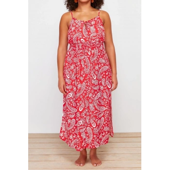 Yeni Rahat Plaj Günlük Shally Dokuma Degaje Yaka Kısa Kol Eteği Fırfırlı Midi Boy Büyük Beden Elbise