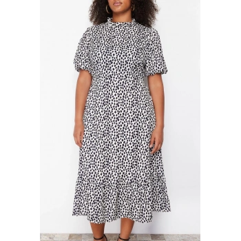 Yeni Fit Casual Günlük Moss Krep Dokuma Dik Yaka Truvakar Kol Kol A-Line Midi Boy Büyük Beden Elbise