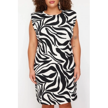 Yeni Fit Casual Günlük Bürümcük Örme Bisiklet Yaka Kolsuz Kol Shift Midi Boy Büyük Beden Elbise