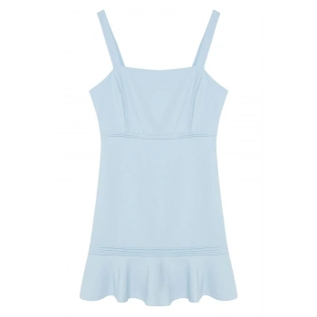 Yeni Fit Casual Günlük Finike Dokuma Kare Yaka Truvakar Kol Kol Bodycone Mini Boy Büyük Beden Elbise