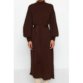 Yeni Regular Casual Günlük Tek Plaka Dokuma Bisiklet Yaka Uzun Kol A-Line Maxi Boy Tesettür Elbise