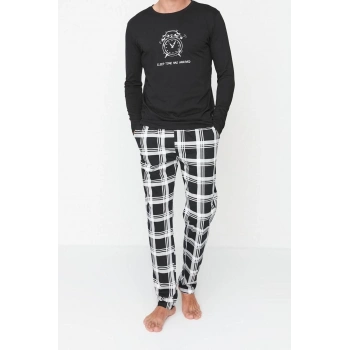 Erkek %100 Pamuk Bisiklet Yaka Uzun Kol Regular Fit Bisiklet Yaka Pijama Takımı