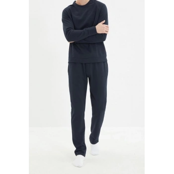 Erkek Polyester Bisiklet Yaka Uzun Kol Regular Fit Pijama Takımı