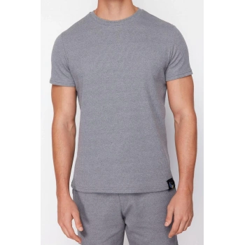 Erkek Pamuk Polyester Bisiklet Yaka Kısa Kol Regular Fit Waffle Örme Şortlu Pijama Takımı