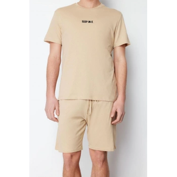 Erkek %100 Pamuk Bisiklet Yaka Kısa Kol Regular Fit Yazlık Şortlu Pijama Takımı