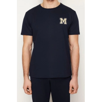 Erkek Pamuk Polyester Bisiklet Yaka Kısa Kol Kısa Kol Baskılı Regular Fit Pijama Takımı