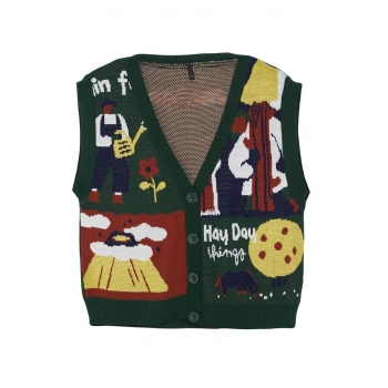 Kadın Moda Şık Regular V Yaka Regular Düğmeli Triko Yelek