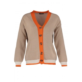 Kadın Moda Şık Midi V Yaka Oversize Geniş Kalıp Triko Hırka