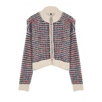 Kadın Moda Şık Regular Bisiklet Yaka Regular Yumuşak Dokulu Degrade Triko Hırka