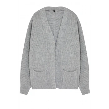 Kadın Moda Şık Regular V Yaka Oversize Süper Geniş Kalıp Yumuşak Dokulu Cep Detaylı Triko Hırka