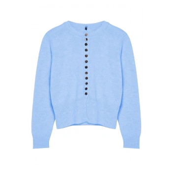 Kadın Moda Şık Regular Bisiklet Yaka Regular Basic Düğmeli Triko Hırka