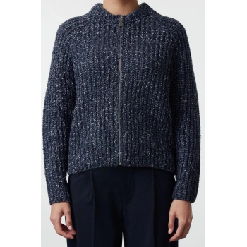 Kadın Moda Şık Regular Bisiklet Yaka Regular Degrade Fermuarlı Triko Hırka