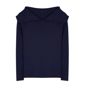 Kadın Büyük Beden Moda Şık Regular Kayık Yaka Uzun Kol Düz Kayık Yaka İnce Triko Bluz