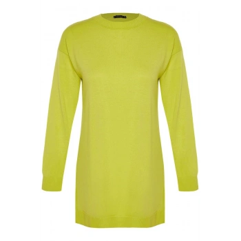 Kadın Tesettür Moda Şık Midi Bisiklet Yaka Uzun Kol Düz i Triko Kazak