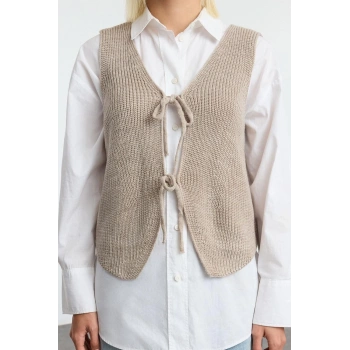 Kadın Tesettür Moda Şık Standart V Yaka Uzun Kol Düz Selanik Triko Süveter