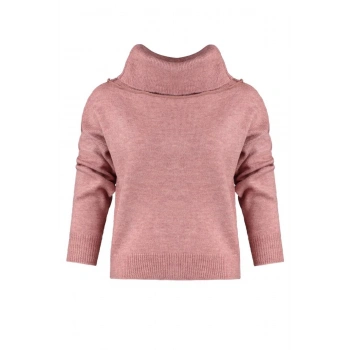 Kadın Moda Şık Regular Carmen Yaka Uzun Kol Düz Yumuşak Dokulu Carmen Yaka Triko Kazak