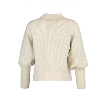 Kadın Moda Şık Regular Dik Yaka Uzun Kol Saç Örgü Yumuşak Dokulu lü Triko Kazak