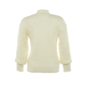 Kadın Moda Şık Regular Dik Yaka Uzun Kol Saç Örgü Yumuşak Dokulu Basic Triko Kazak