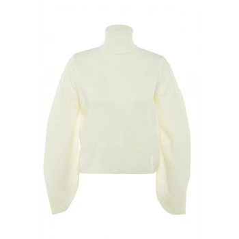 Kadın Moda Şık Regular Balıkçı Yaka Uzun Kol Düz Basic Balıkçı Yaka Triko Kazak