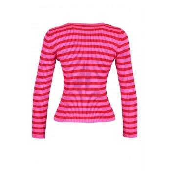 Kadın Moda Şık Regular Bisiklet Yaka Uzun Kol Çizgili Basic Triko Kazak