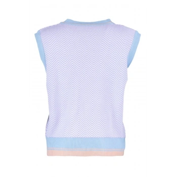 Kadın Moda Şık Regular V Yaka Kolsuz Geometrik Geometrik Desenli Triko Süveter