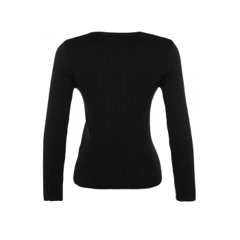 Kadın Moda Şık Regular Bisiklet Yaka Uzun Kol Düz Basic Triko Kazak