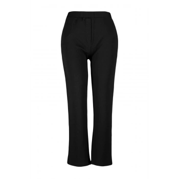 Kadın Yeni Moda Büyük Beden Boru Paça Regular Boy Örme Yüksek Bel Krep Örme Pantolon