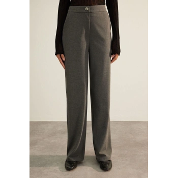 Kadın Yeni Moda Geniş Paça Uzun Boy Dokuma Premium Kalite Wide Leg Geniş Paça Pantolon