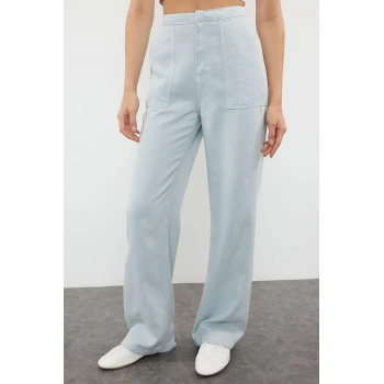 Kadın Yeni Moda Geniş Paça Regular Boy Denim %100 Pamuk Yüksek Bel Jeans